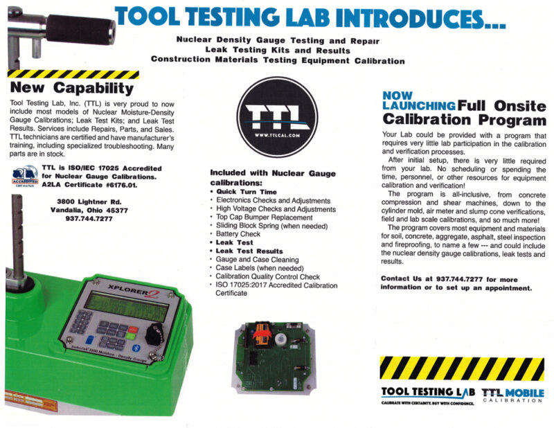 TTL Introduces: Nuclear Density Gauge: Calibration Service Repair TTL Introduces: Nuclear Density Gauge: Calibration Service Repair